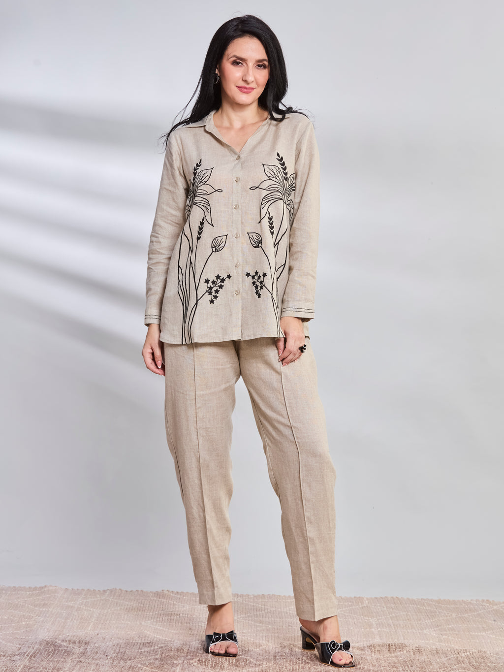 Malaga floral linen shirt