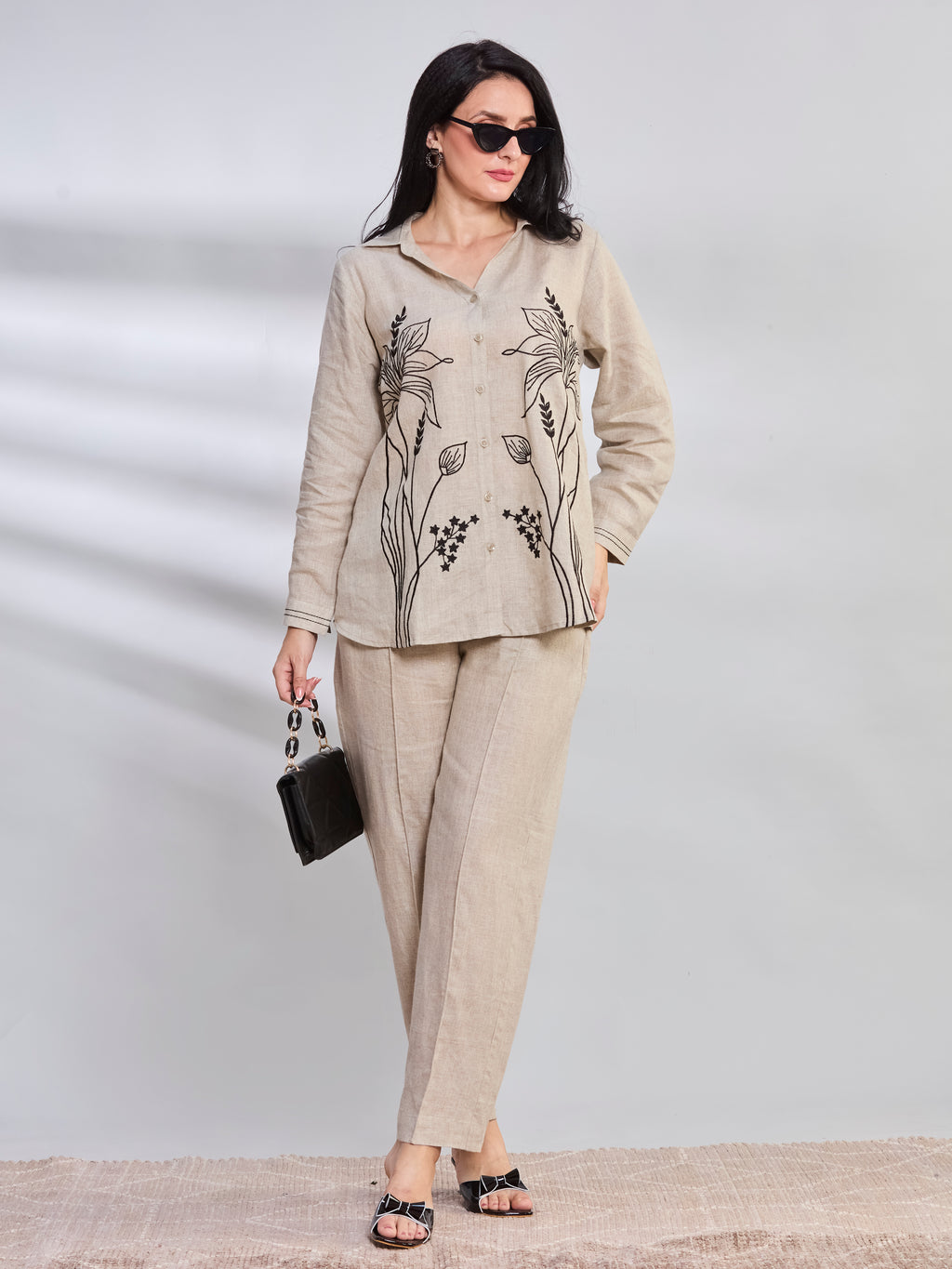 Malaga floral linen shirt