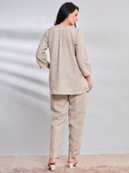 Malaga hand embroidered jacket style linen top