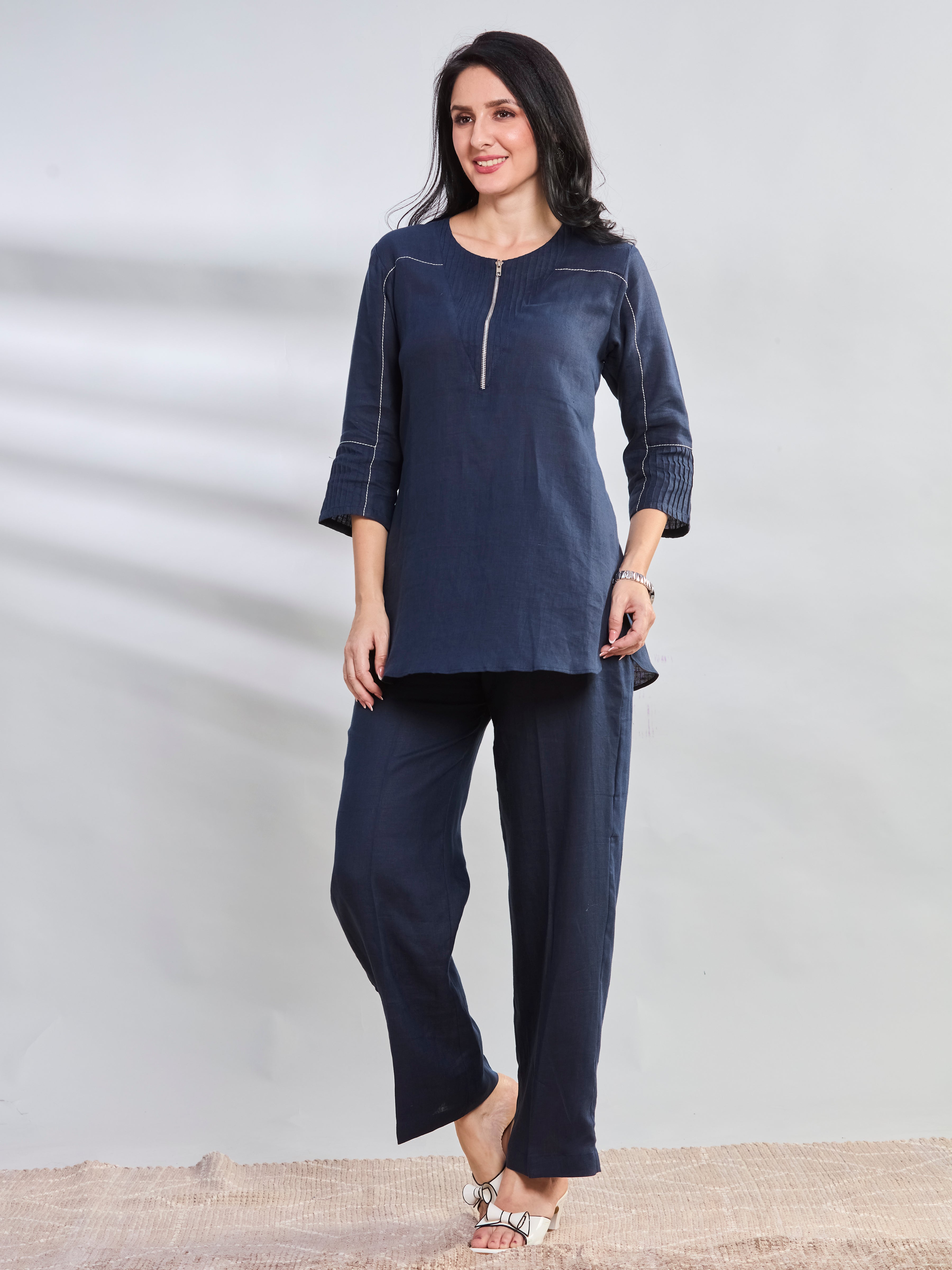Neeli zip linen top