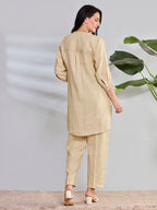 Sameera Twin Flower Short Linen Kurta