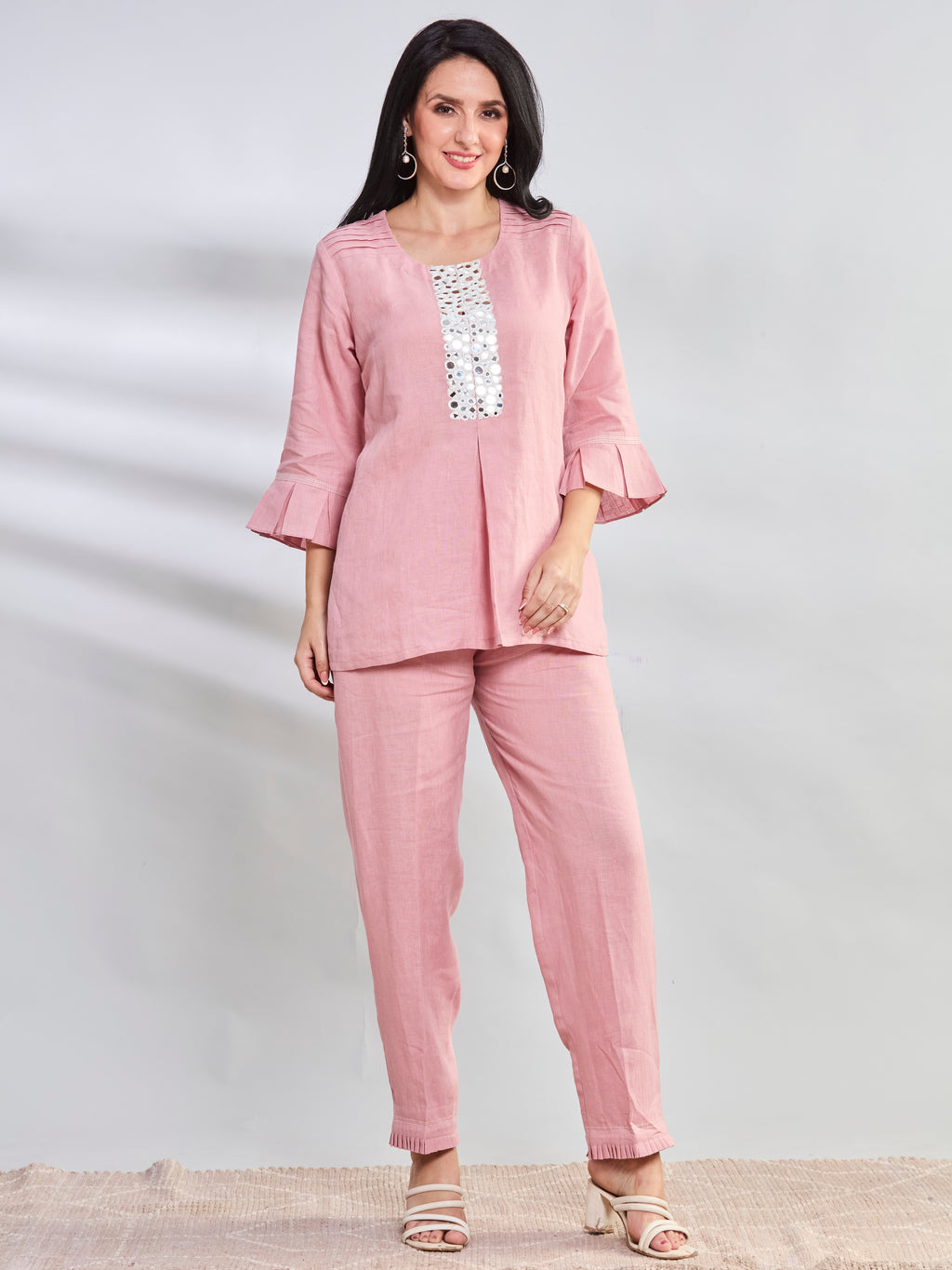 Varca hand embroidered mirror linen top