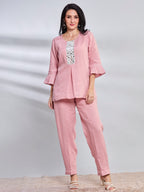 Varca hand embroidered mirror linen top