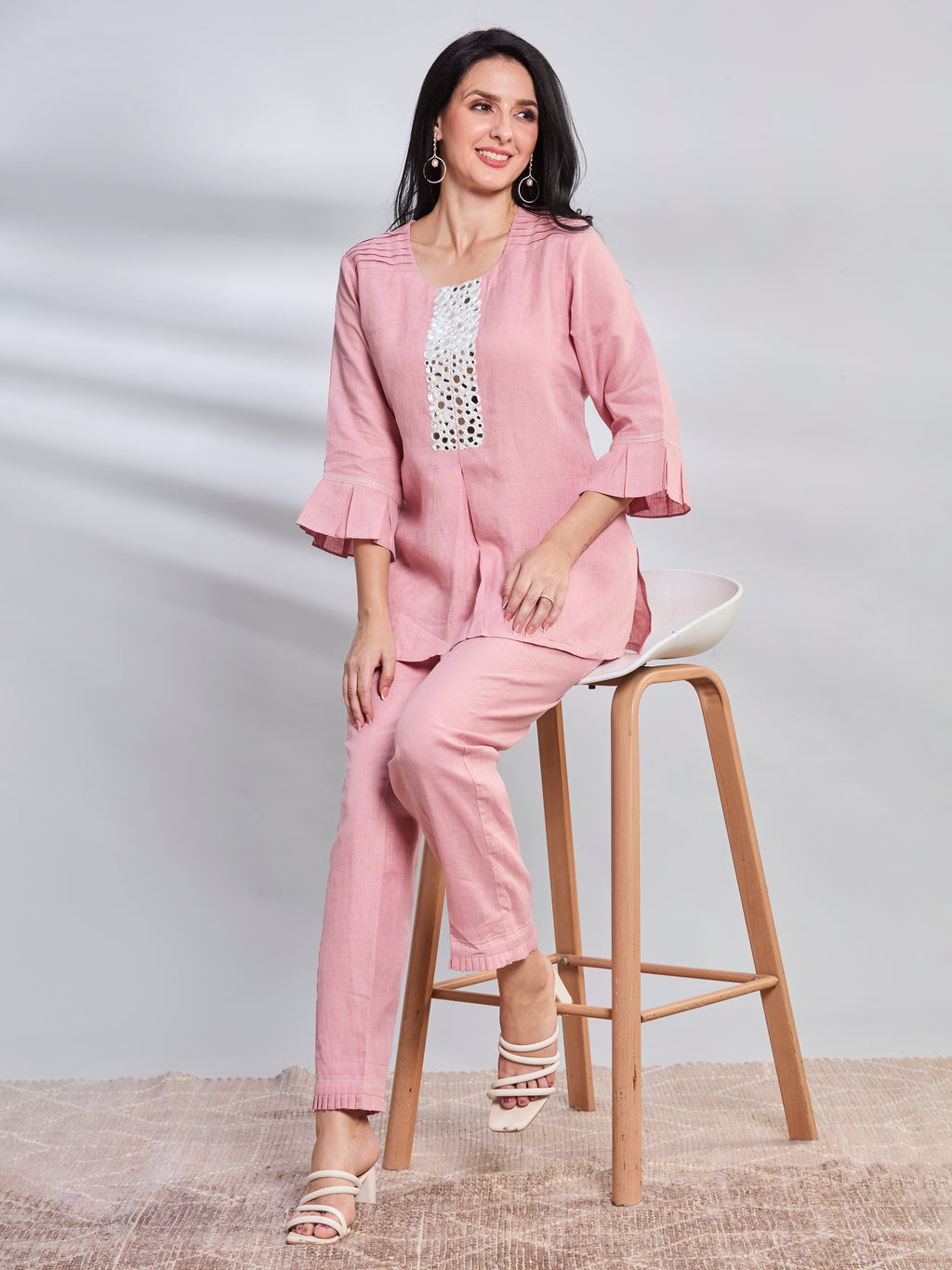 Varca hand embroidered mirror linen top